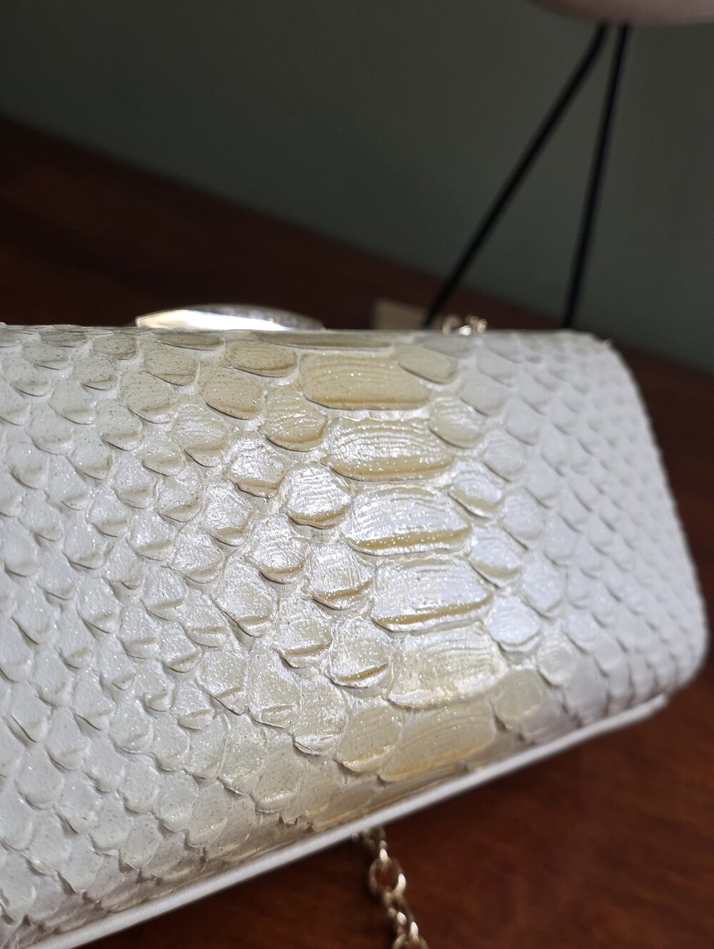 Coach 51550 Madison Pinnacle Minaudiere Ivory Python Embossed Leather Clutch - Picture 11 of 16